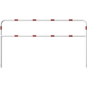 Hoop of steel tube |  48 x 2,5 mm | with cross bar | for casting in concrete | total width 2500 mm | total height 1400 mm | hot-dip galvanized and white coatedwith red reflecting stripes